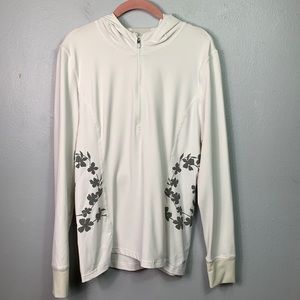 Fabletics White Silver Flowers LS Hoodie Large